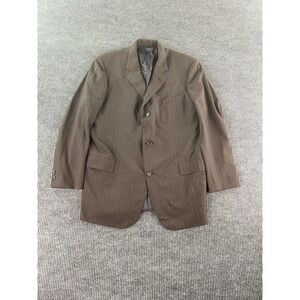 Vintage Brooks Brothers Suit Jacket 46 L Brown Wool Striped Brooksease Makers *